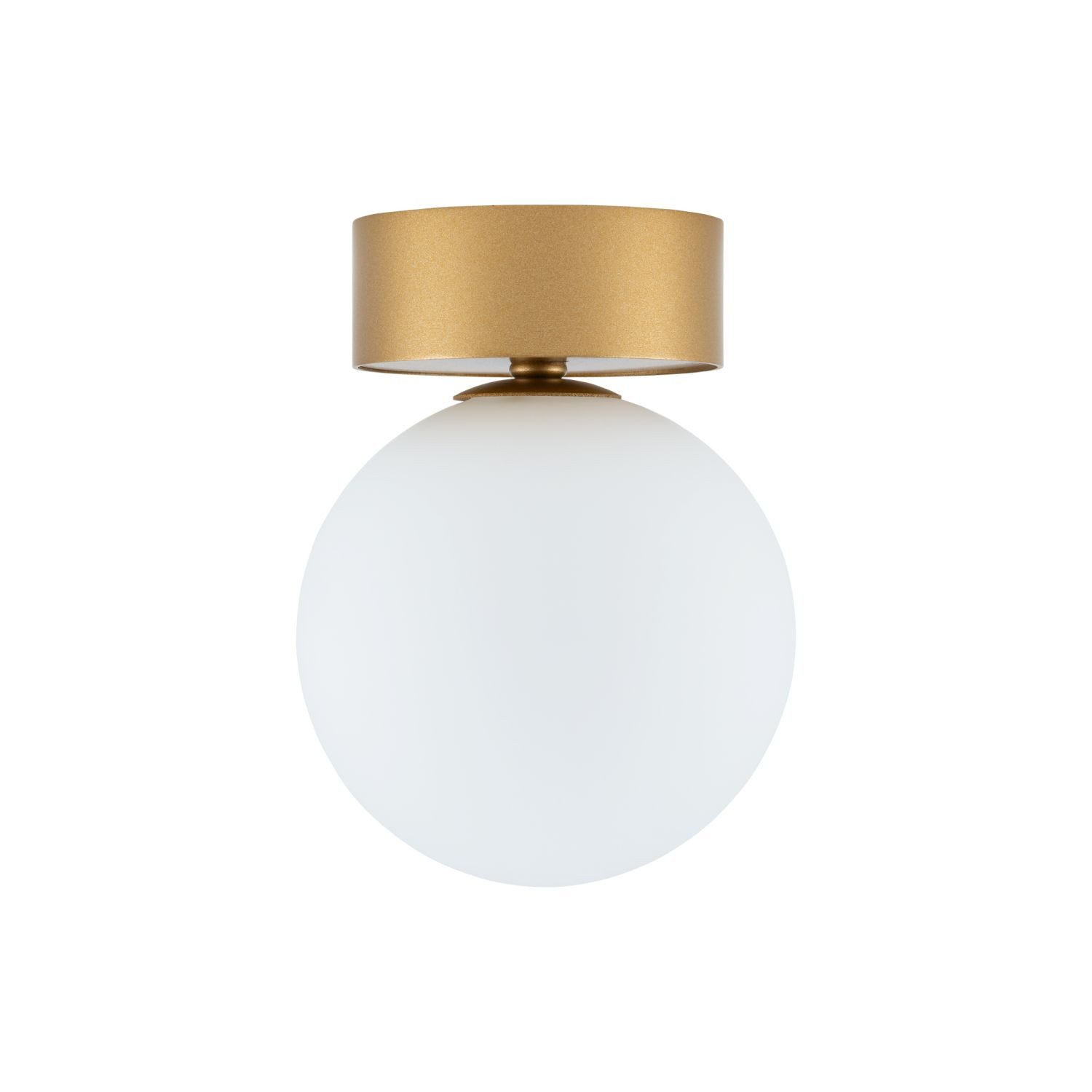 Licht-Erlebnisse Deckenleuchte NITRA, ohne Leuchtmittel, Metall Glas G9 D: 12 cm in Gold matt Weiß Kugel Schirm Retro Design
