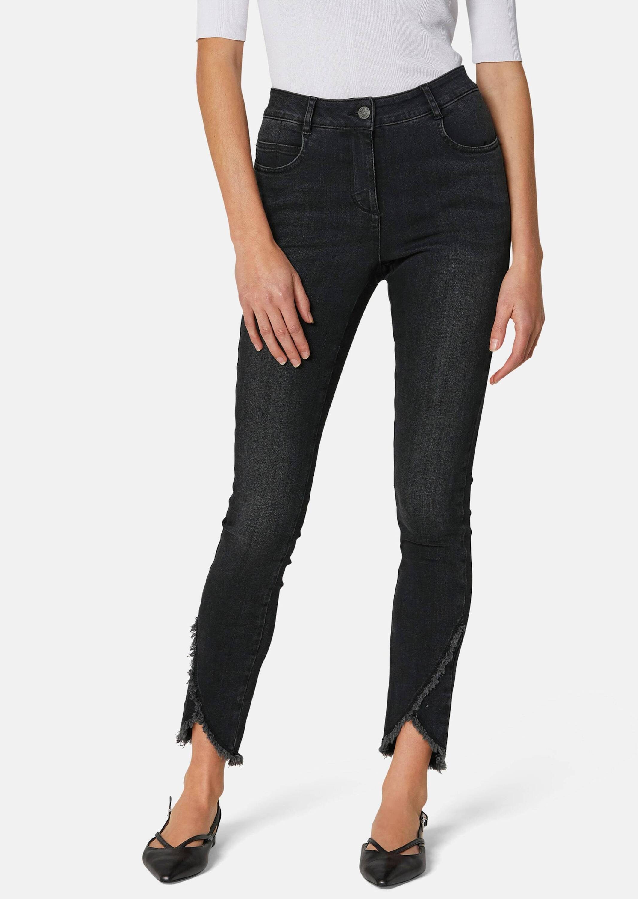 MADELEINE Gerade Jeans Verkürzte 5-Pocket-Hose mit Fransen Modisch verkürzt günstig online kaufen