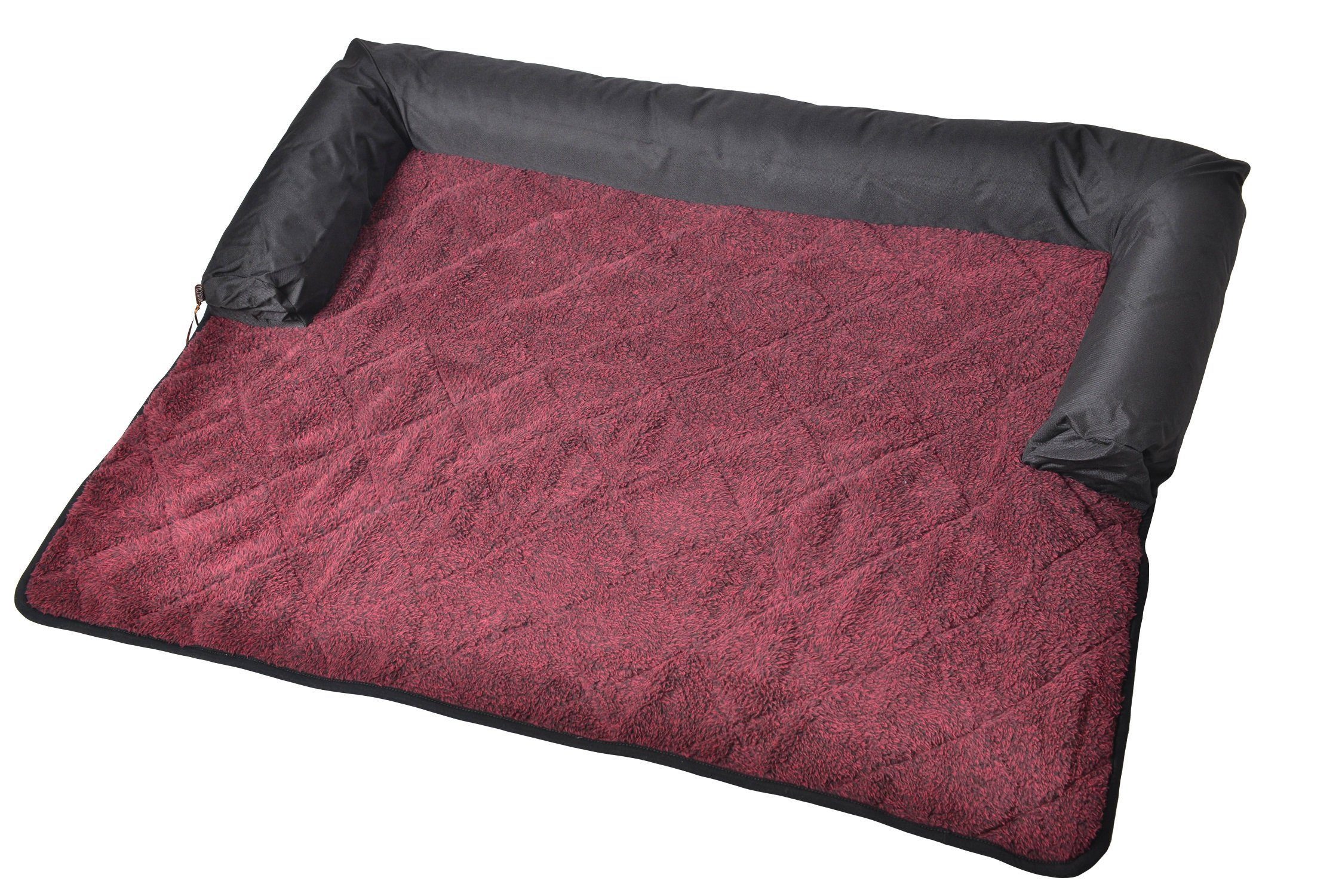 RAIKOU Hundematte Hundebett mit Lehne Waschbares Hundekissen mit Sofaschutz Hundesofa, 100 % Polyester(Teddy-Fleece), Weiches Teddy-Fleece Abnehmbarer Bezug