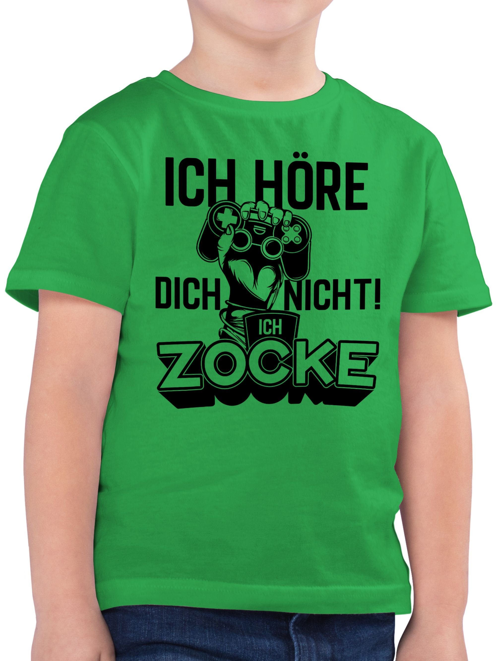 Shirtracer T-Shirt Ich höre dich nicht ich zocke - Fun Gamer Geschenk Nerd Zocker Geschen Kinderkleidung und Co 2 Grün