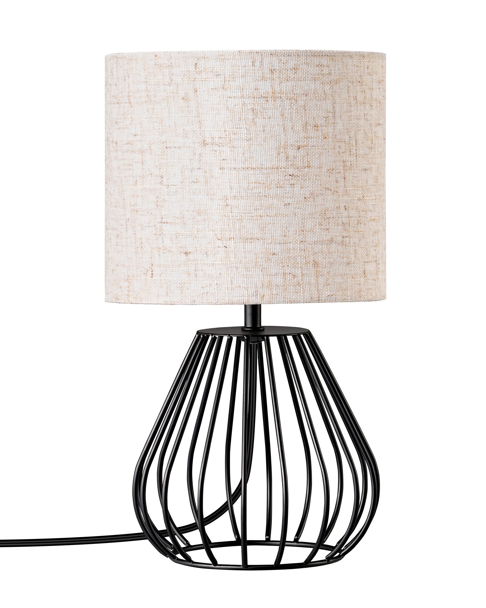 EDISHINE Nachttischlampe H29 cm mit Metallfuß, LED wechselbar, 2700 K Warmweiß, Vintage Tischleuchte mit E14 Leuchtmittel