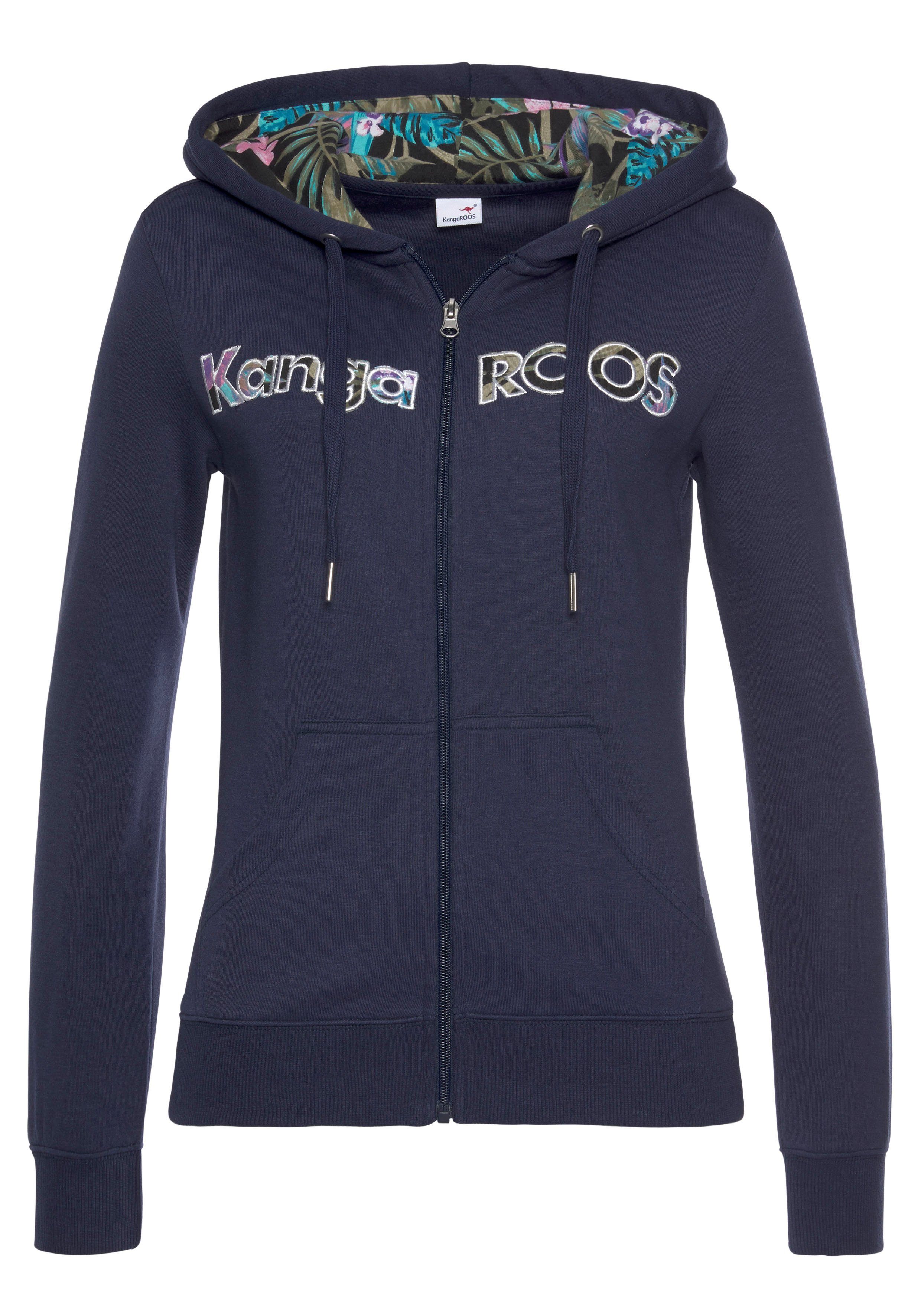 KangaROOS Kapuzensweatjacke mit aufwendiger KangaROOS marine Loungeanzug Stickerei