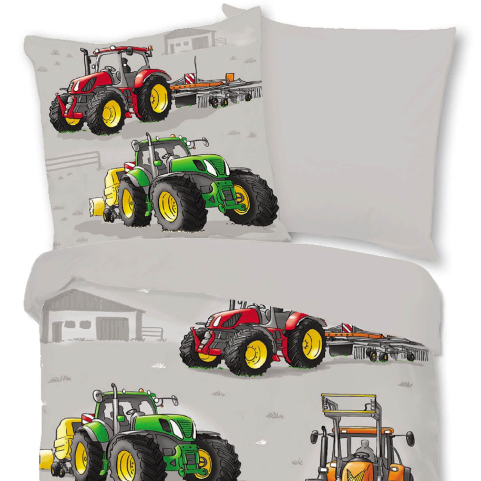 ESPiCO Kinderbettwäsche Traktor Grau, Renforcé, 2 günstig online kaufen