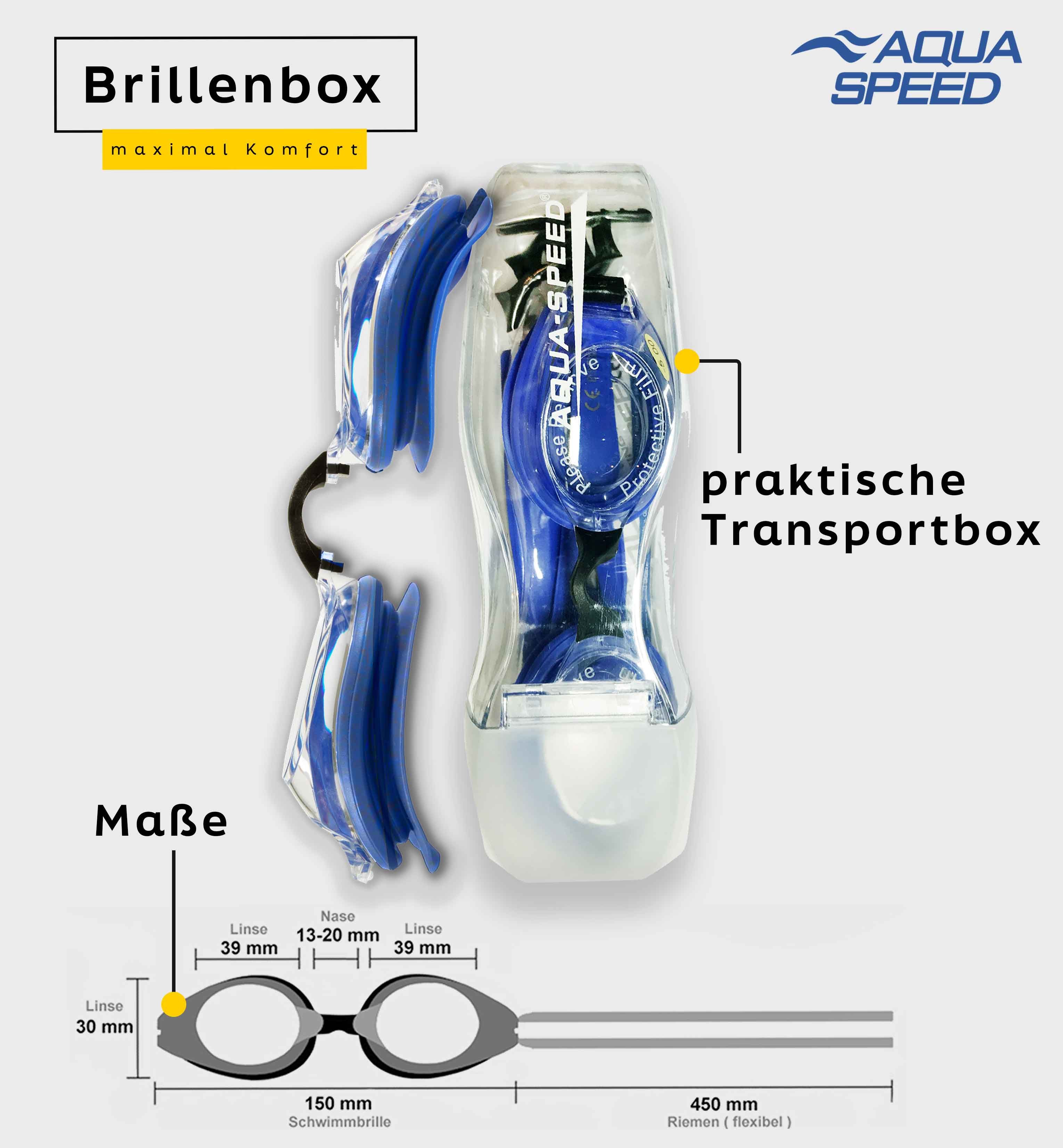 Aqua Speed Schwimmbrille mit Sehstärke für Kurzsichtige Dioptrien: -8.0 inkl. Box, (Lumina blau ungetönte Gläser -8,0), Bequemer Sitz auch bei längerer Nutzung