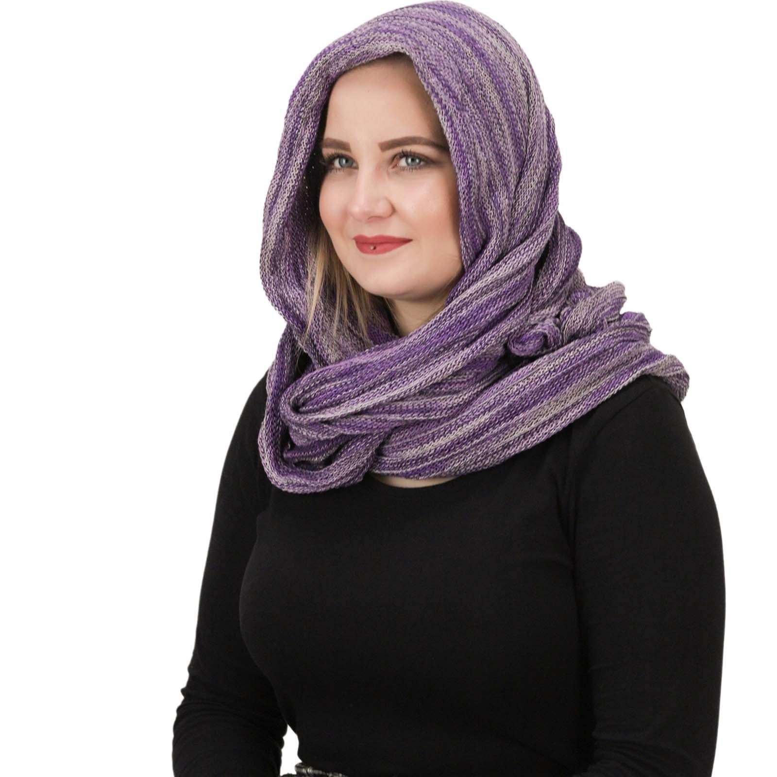 KUNST UND MAGIE Hijab Kapuzenschal Loop Dreadtube Multifunktionstuch Schlauchschal Hijab Lila