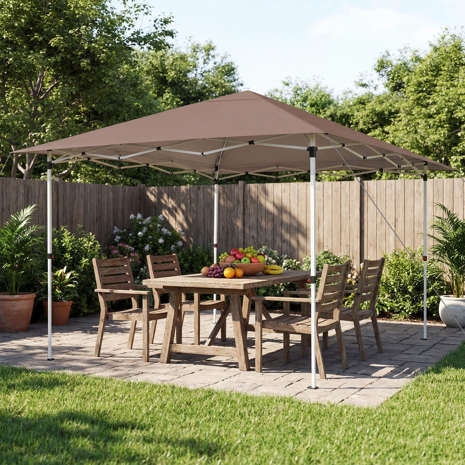 COSTWAY Faltpavillon, höhenverstellbarer Pop-up Pavillon mit 4 Windseile