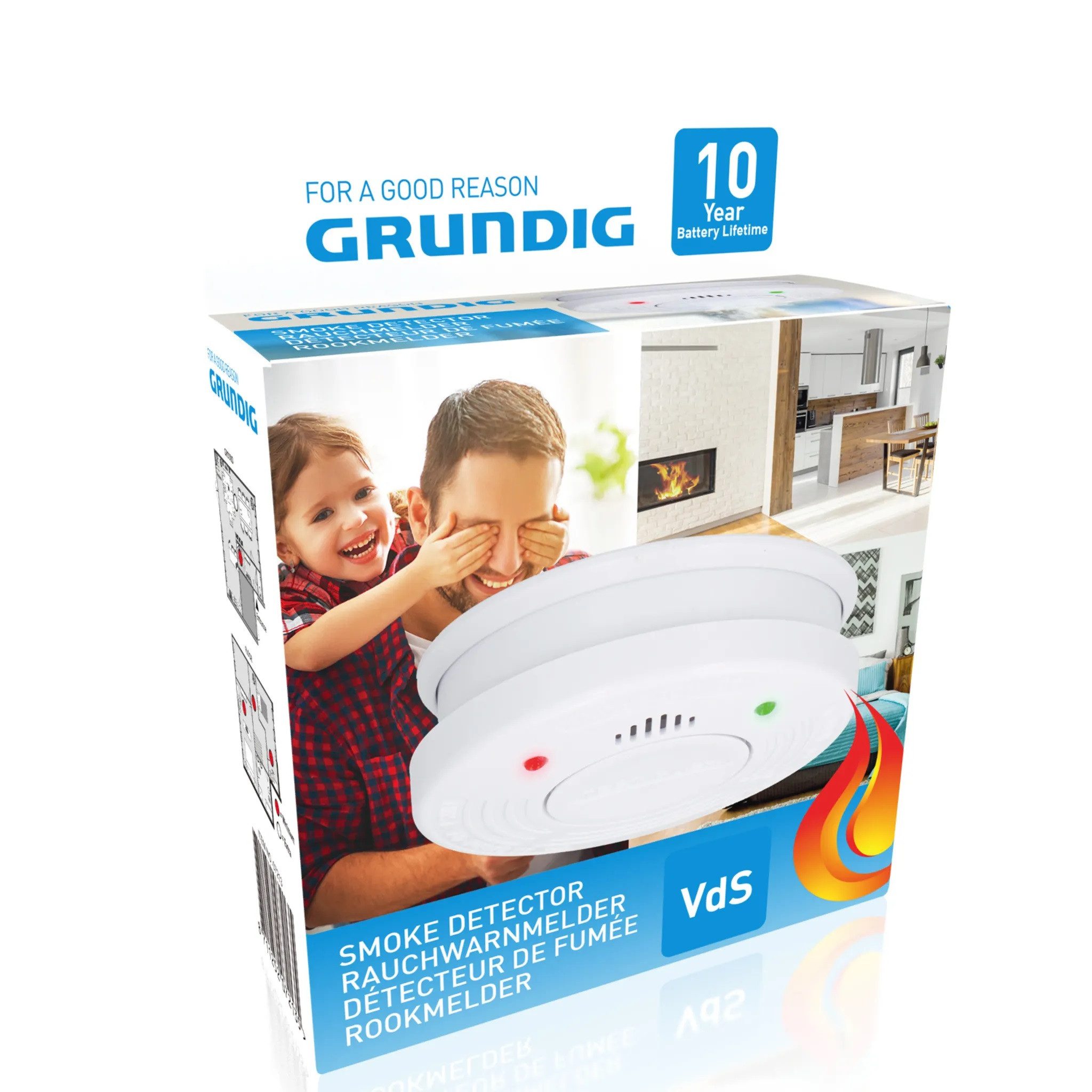 Grundig Optischer Rauchmelder 10 Jahre Batterielebensdauer 85dB Rauchmelder