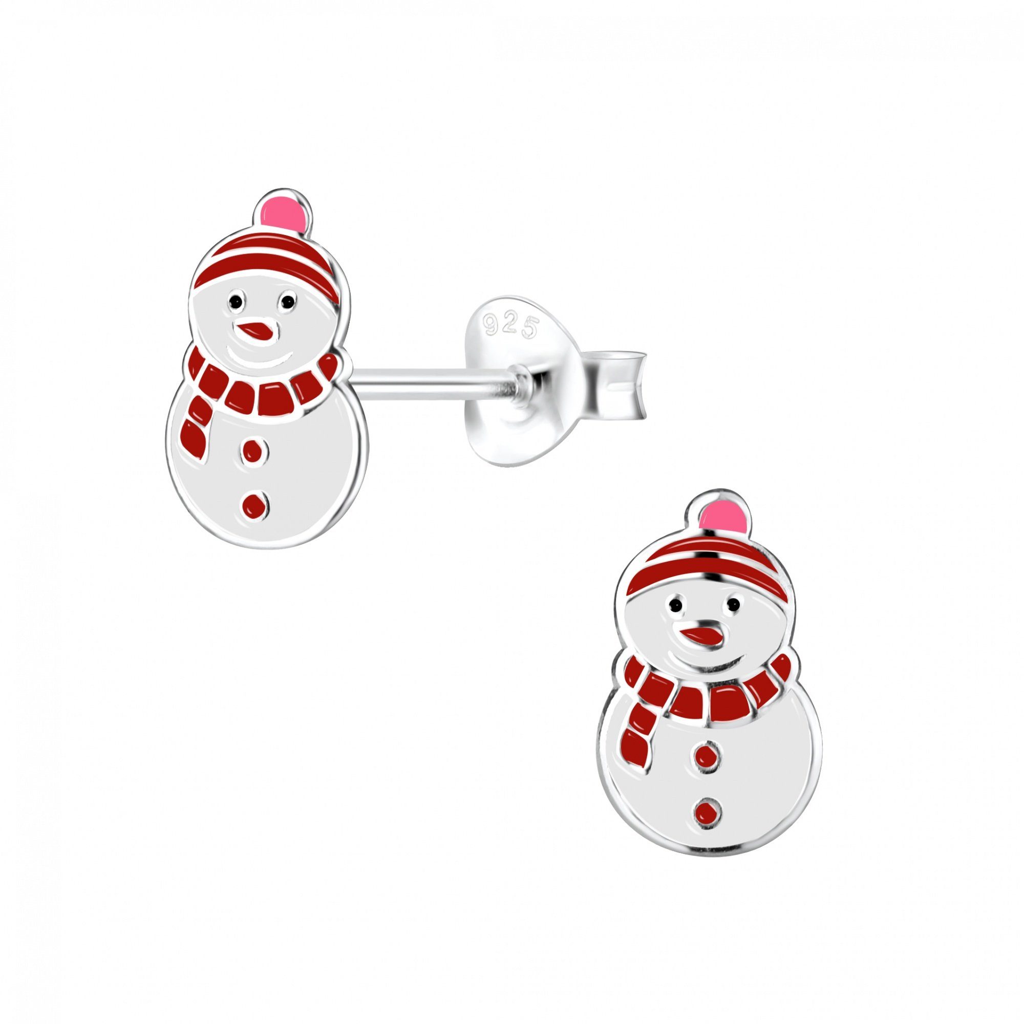 ALEXANDER YORK Paar Ohrstecker SCHNEEMANN rot, 2-tlg., 925 Sterling Silber