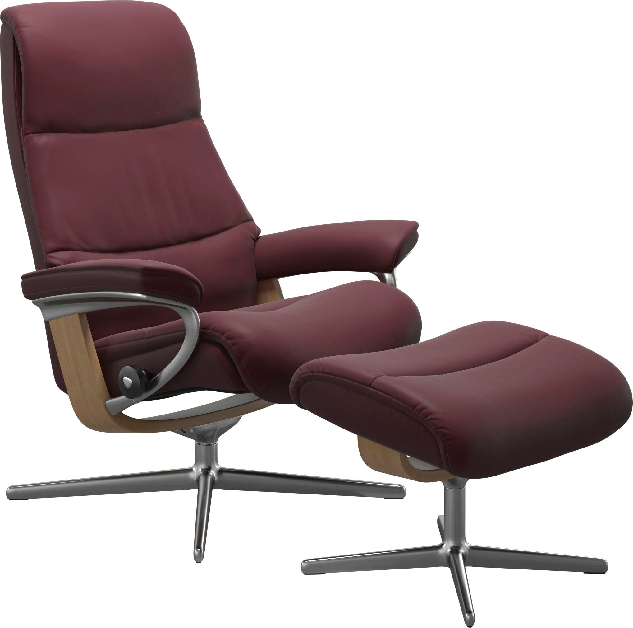 Stressless® Relaxsessel View (Set, Relaxsessel mit Hocker), mit Hocker, mit Cross Base, Größe S, M & L, Holzakzent Eiche