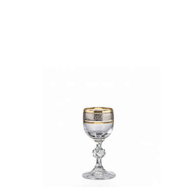 Crystalex Likörglas Claudia Exclusive 50 ml 6er Set, Kistallglas, Kristallglas, Goldrand und Platinrand mit Gravur