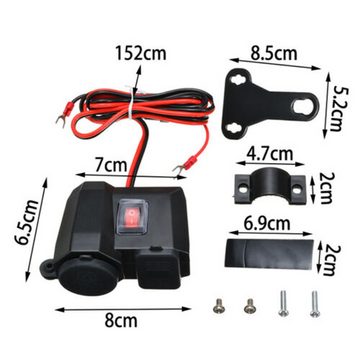 Bolwins D74C Motorrad Zigarettenanzünder 2x USB Steckdose Ladegerät 5V /2,1A USB-Ladegerät