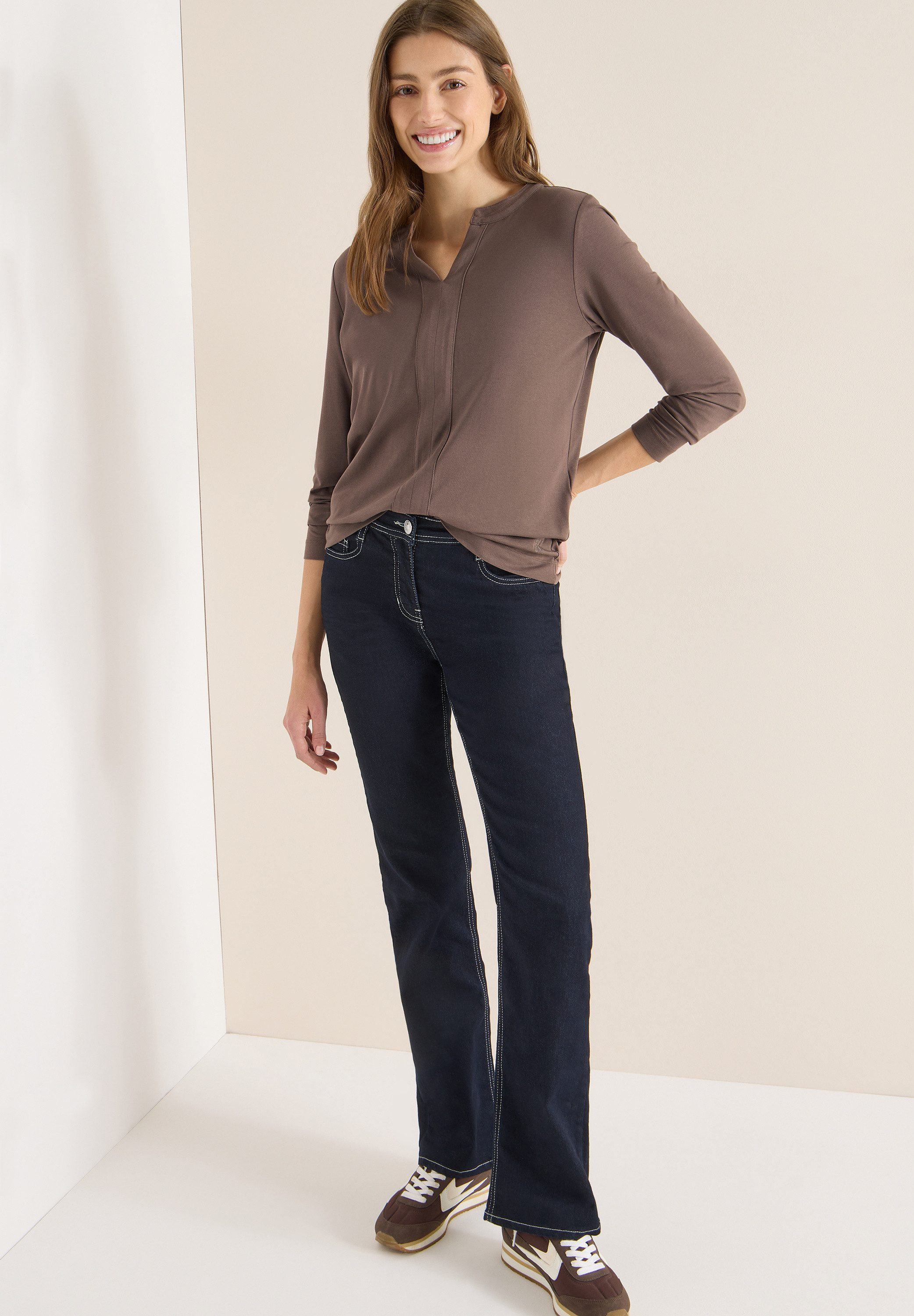 CECIL Langarmshirt aus Baumwolle mit Stretchante