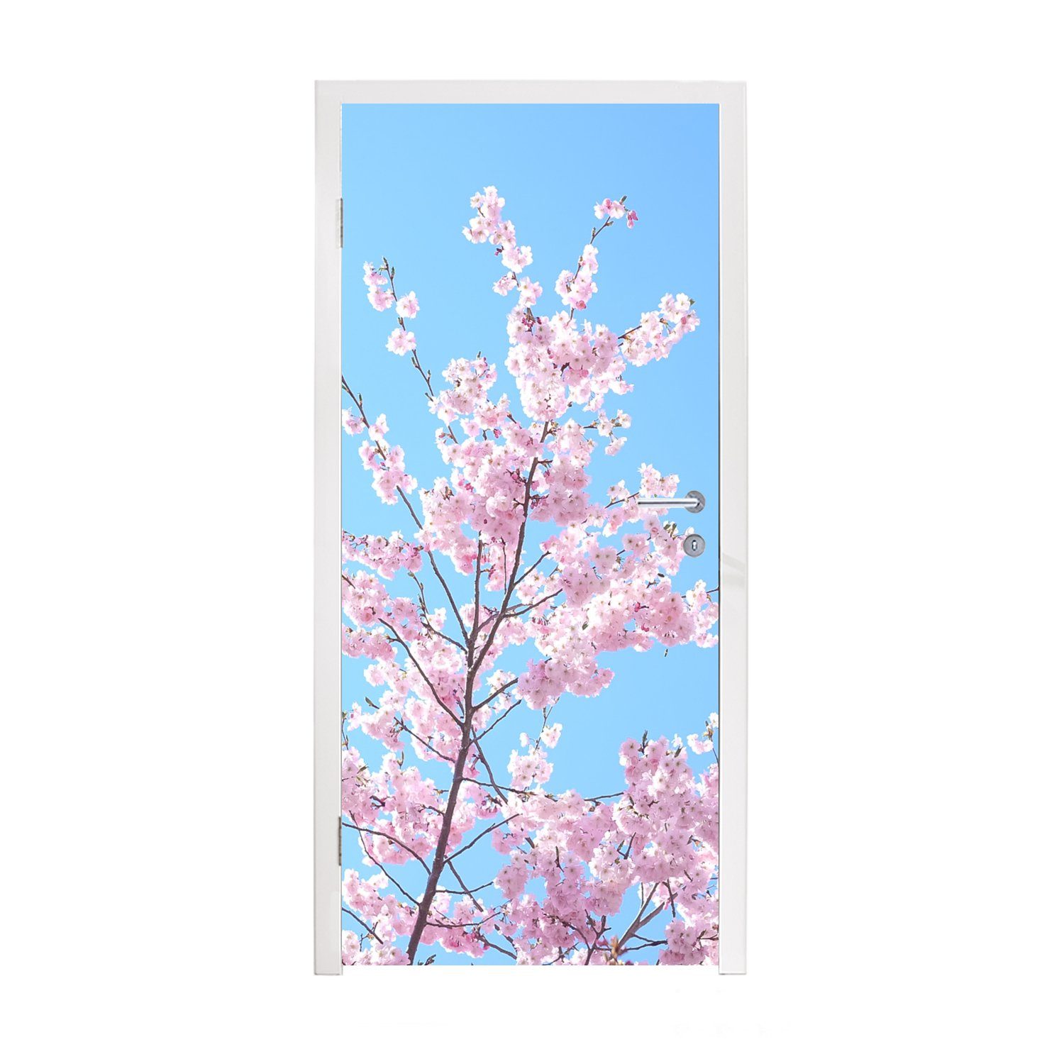 MuchoWow Türtapete Blütenbaum - Japan - Frühling, Matt, bedruckt, (1 St), Fototapete für Tür, Türaufkleber, 75x205 cm