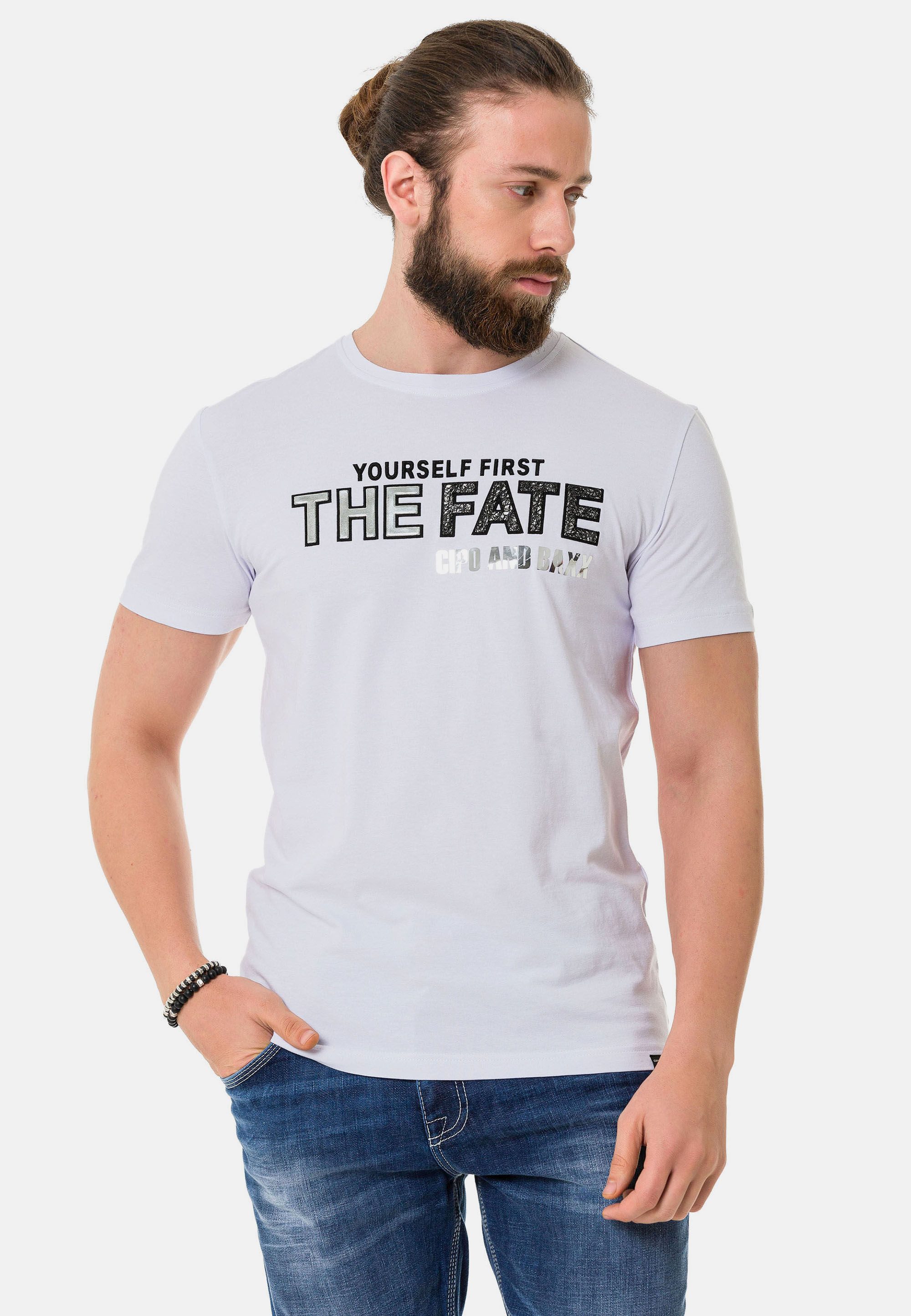 Cipo & Baxx T-Shirt T-Shirt mit Rundhals-Ausschnitt günstig online kaufen