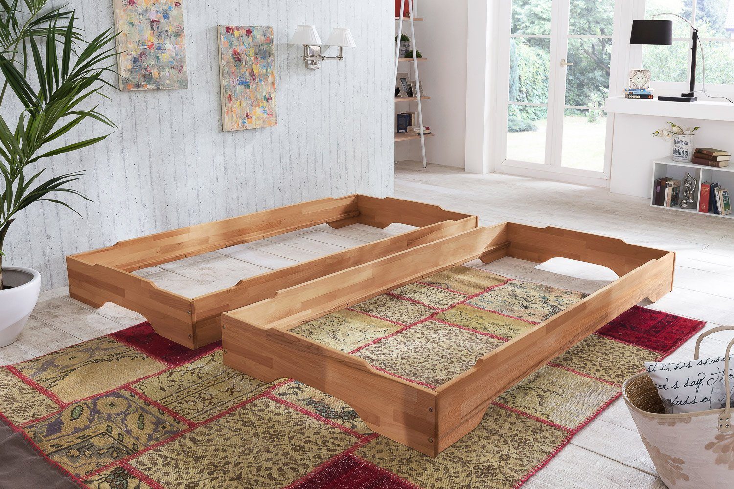 Empinio24 Stapelbett Juist, 2er Set, mit TFK-Matratzen 90x200 cm, Gästebett