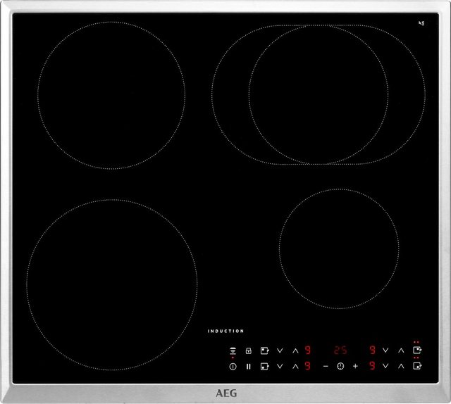 AEG IKB6431AXB Autarkes Kochfeld / Herdplatte mit Touchscreen, Topferkennung & Hob²Hood-Funktion / Induktionskochplatte / 4 Kochzonen / Edelstahlrahmen / 60 cm, Schwarz