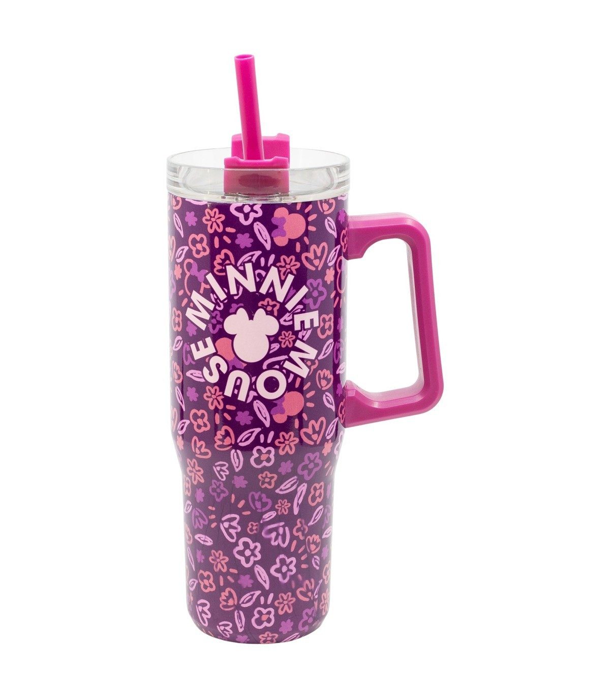 Disney Minnie Mouse Thermobecher XL Cool Mug 920 ml Edelstahl Thermobecher mit Strohhalm, Edelstahl