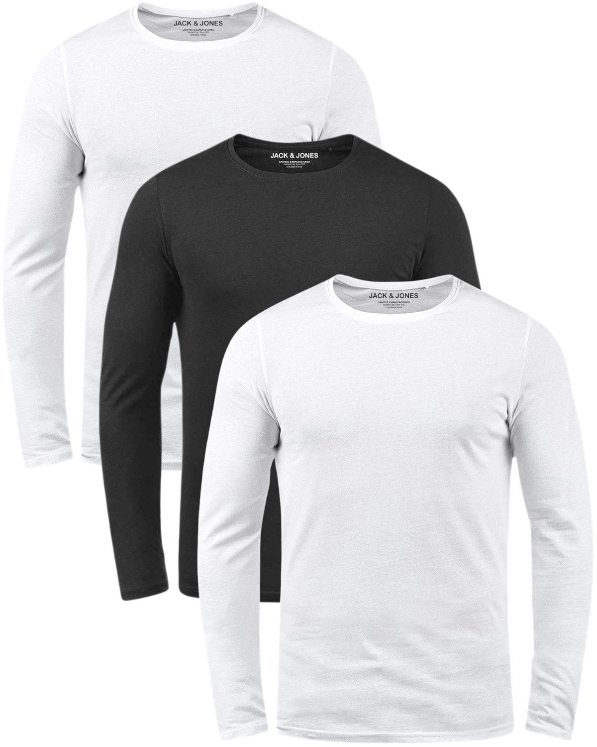 Jack & Jones Langarmshirt (Spar-Set, 3er-Pack) Basic Shirt mit Rundhalsausc günstig online kaufen