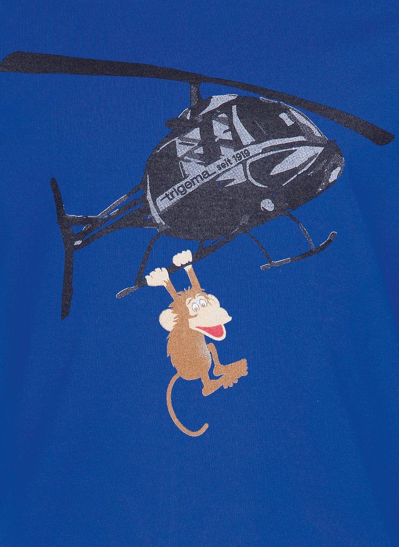 TRIGEMA Trigema Langarm-Shirt T-Shirt Lustiges royal mit Hubschrauber-Druck