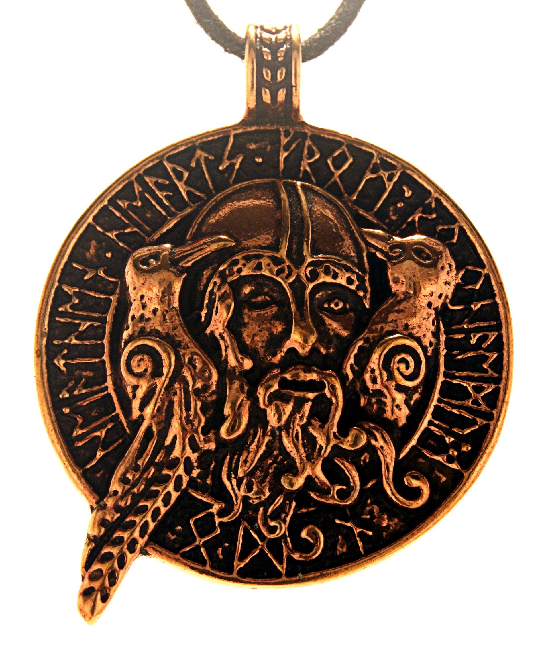 Kiss of Leather Kettenanhänger Wikinger Anhänger Odin Amulett Munin Hugin Bronze Vogel Rabe