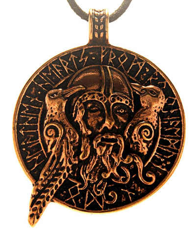 Kiss of Leather Kettenanhänger Wikinger Odin Hugin Munin Rabe Bronze Anhänger Vogel Amulett
