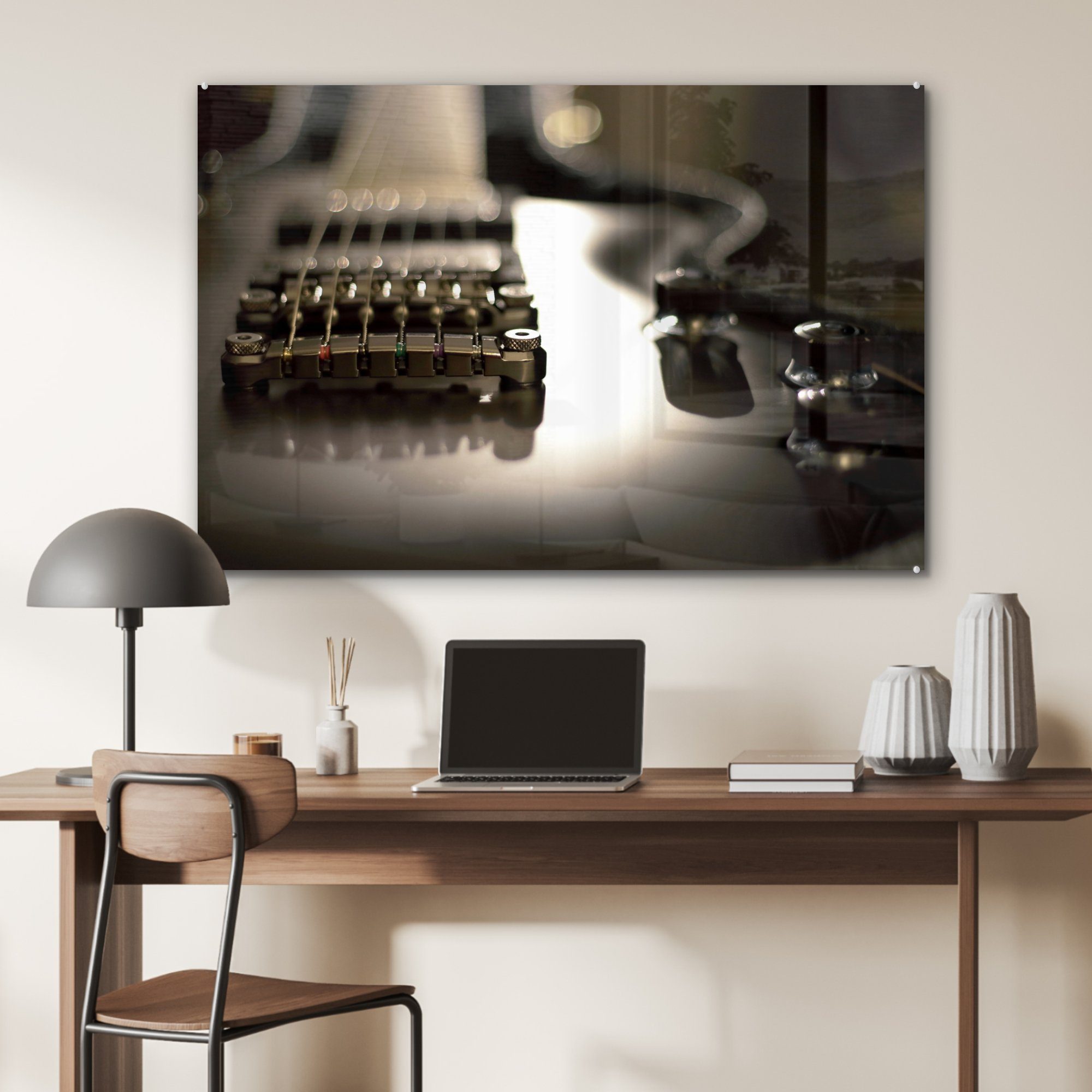 Acrylglasbild Wohnzimmer (1 einer St), & E-Gitarre, Nahaufnahme Schlafzimmer MuchoWow Acrylglasbilder schwarzen