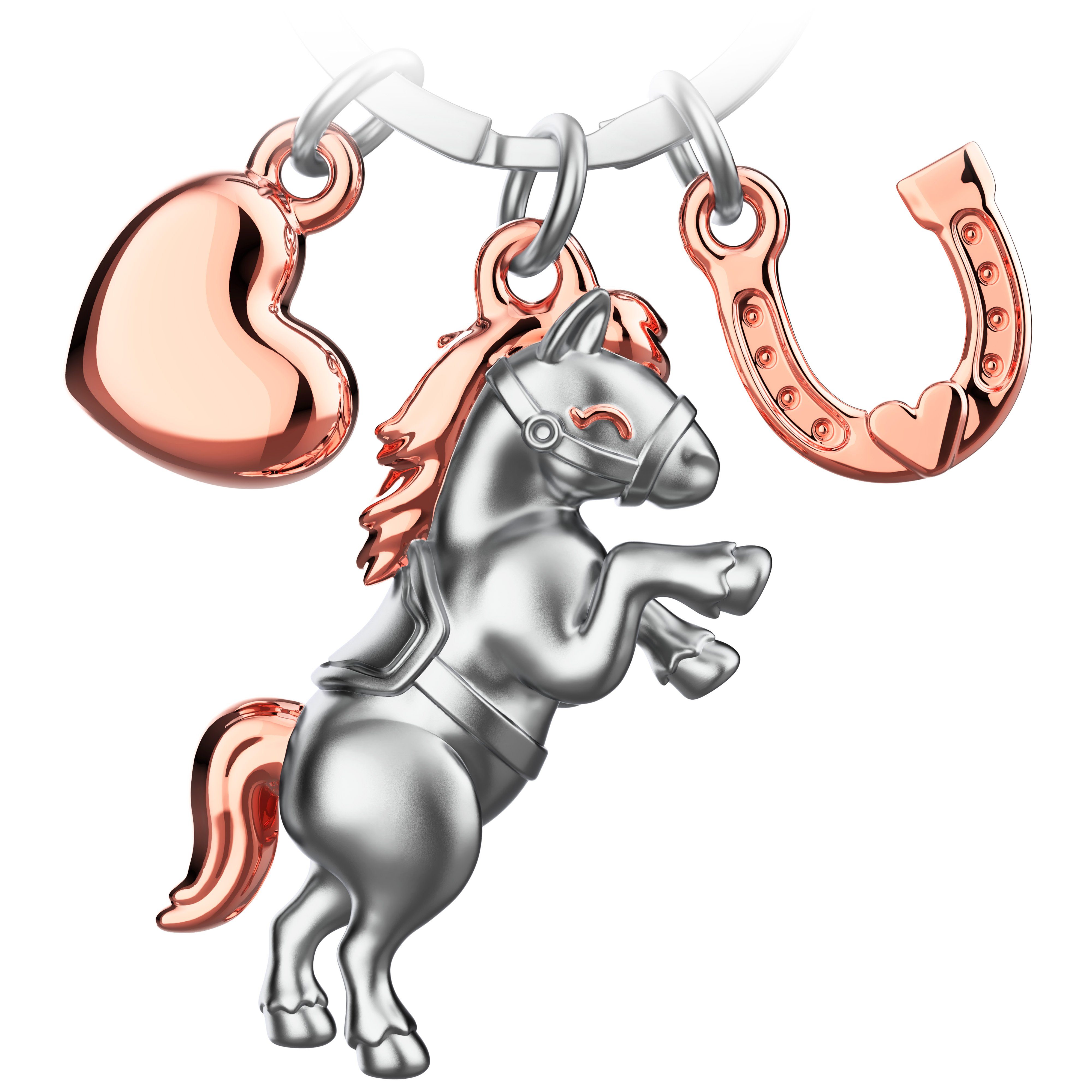 FABACH Schlüsselanhänger Pferd Pony mit Herz und Hufeisen - Glücksbringer für Pferdeliebhaber