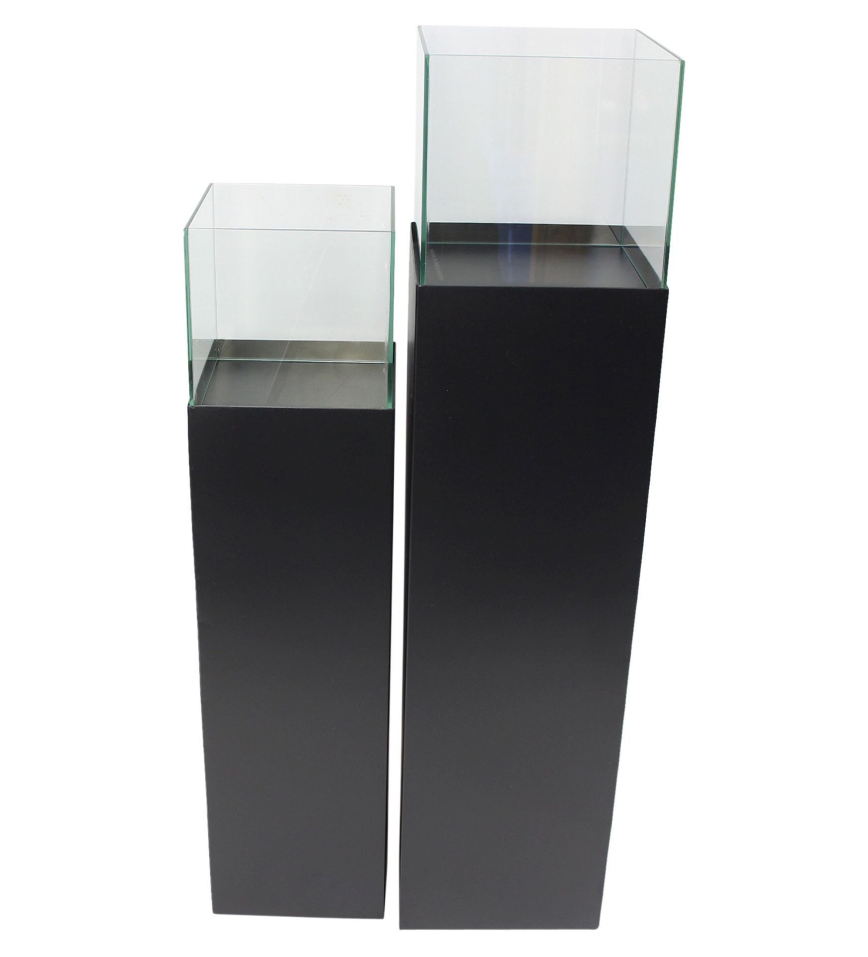 Home-trends24.de Kerzenständer Windlicht Säule Metall Glas Kerzen Halter Ständer schwarz 2er-Set (2 St)
