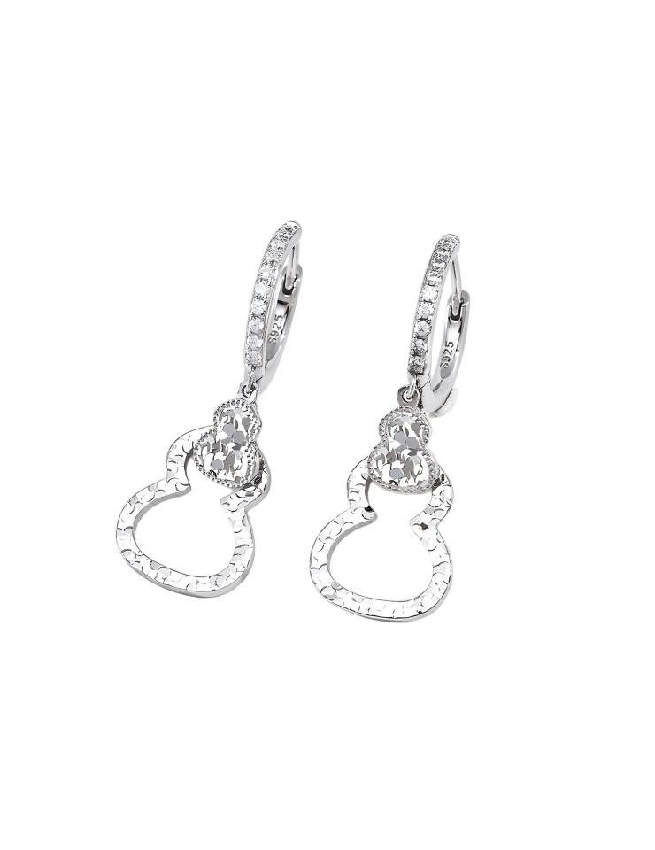 Paar Ohrstecker 925 Silber Ohrringe Gourd-Form mit Zirkon,18K Ohrhänger Damen