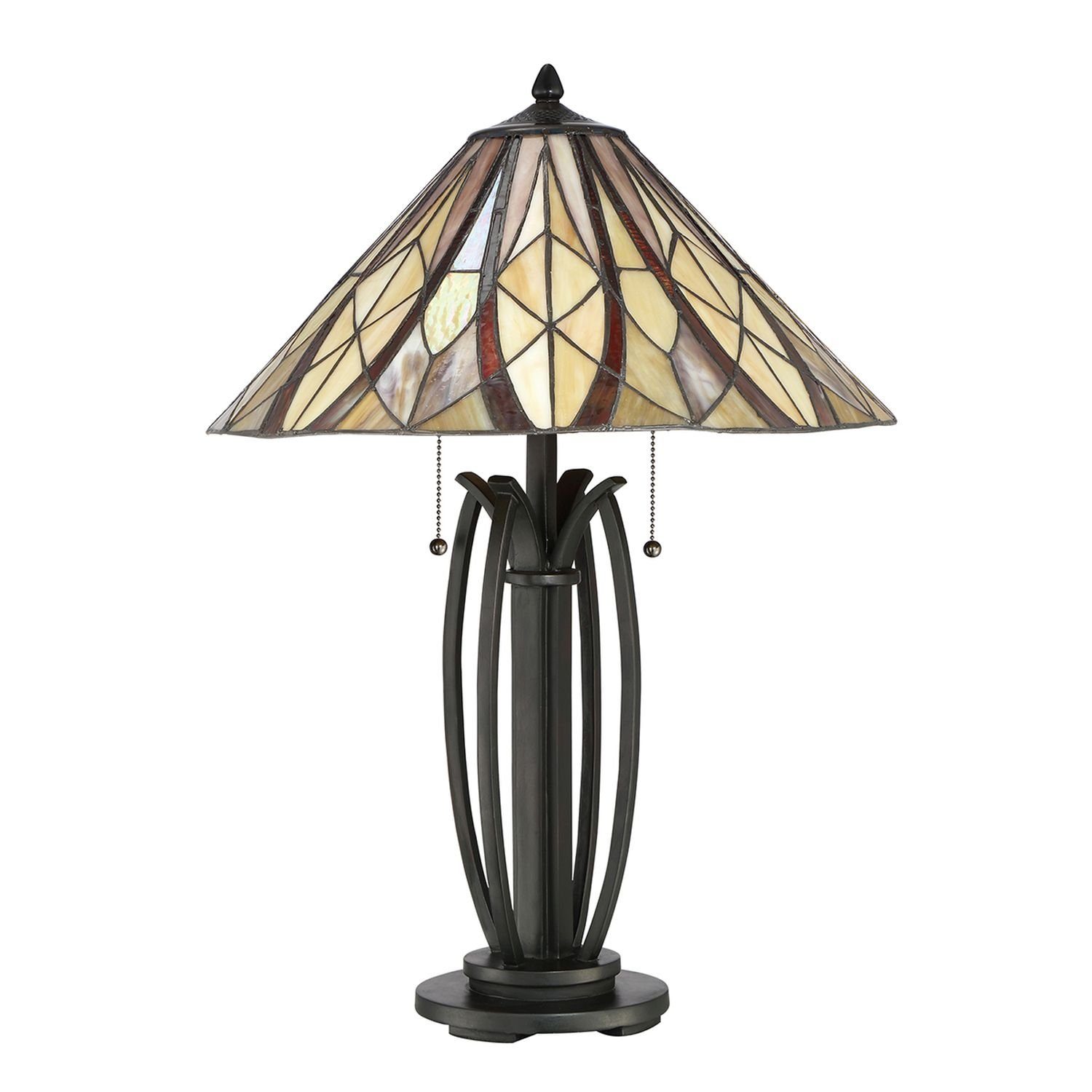Metall Nachttischlampe 64,6 Stil cm Licht-Erlebnisse Gold ohne Tischlampe Tiffany Beleuchtung Leuchtmittel, Glas E27 SANSA,