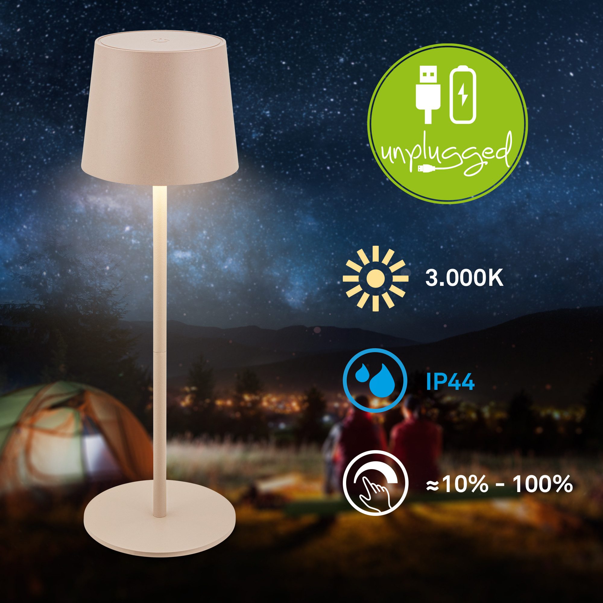 Briloner Leuchten LED Tischleuchte Tischlampe Akku kabellos, LED fest integ günstig online kaufen