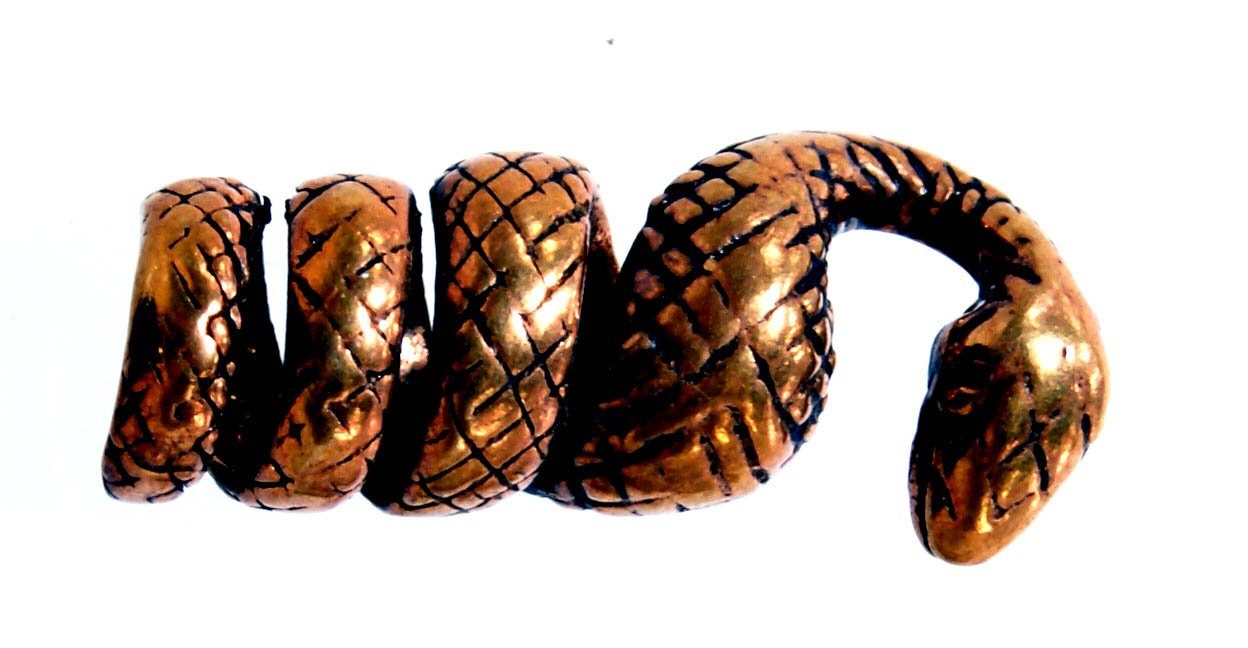 Haarperle Bartschmuck Leather Bartperle Kiss Diadem Bart Pearl Snake of Bronze Schlange