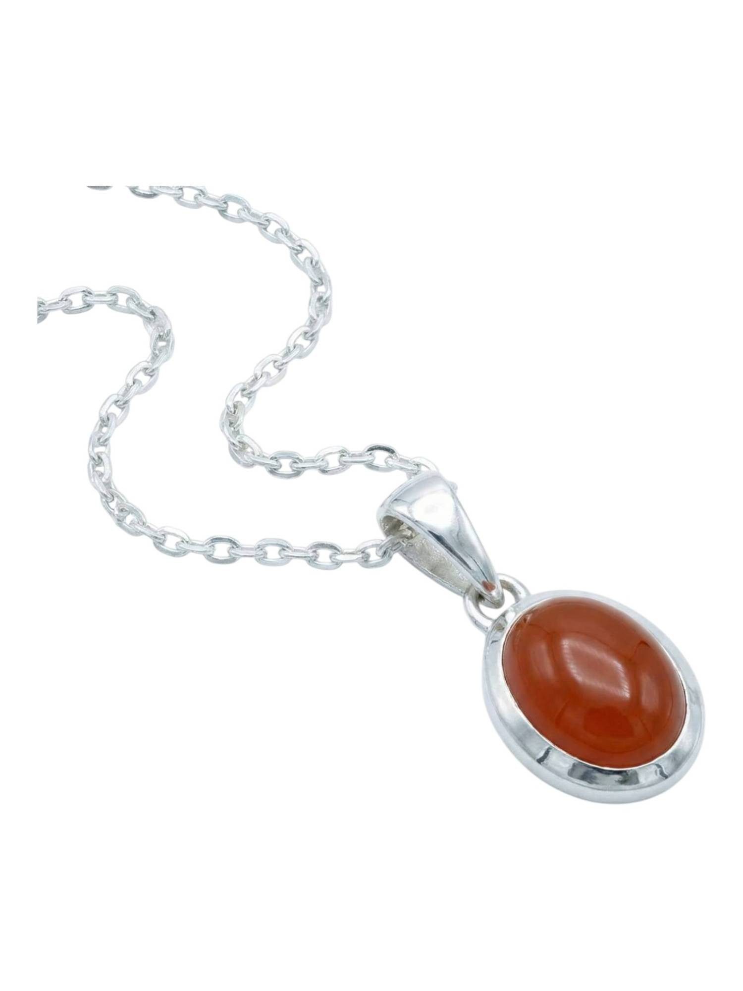 Kette mit Anhänger MIALE oval aus 925 Silber mit Karneol