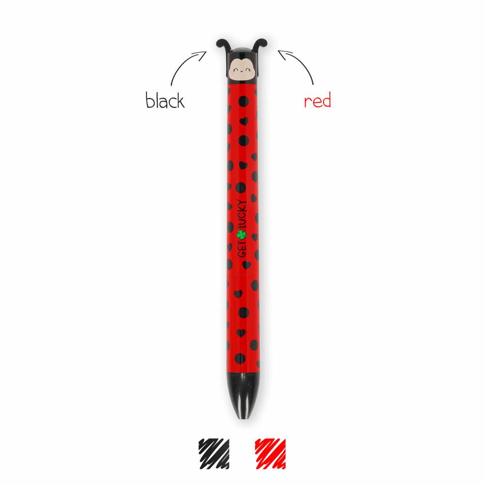 Legami Kugelschreiber Click&Clack Two-Colour Ballpoint Pen Ladybug