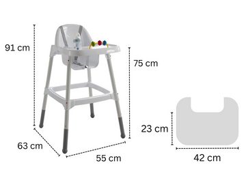 Aileenstore Hochstuhl Oliver (Kein Set), Rausfallschutz, Großer Tisch, Abwischbare Oberfläche, Integriertes Spielzeug, Sitzkomfort