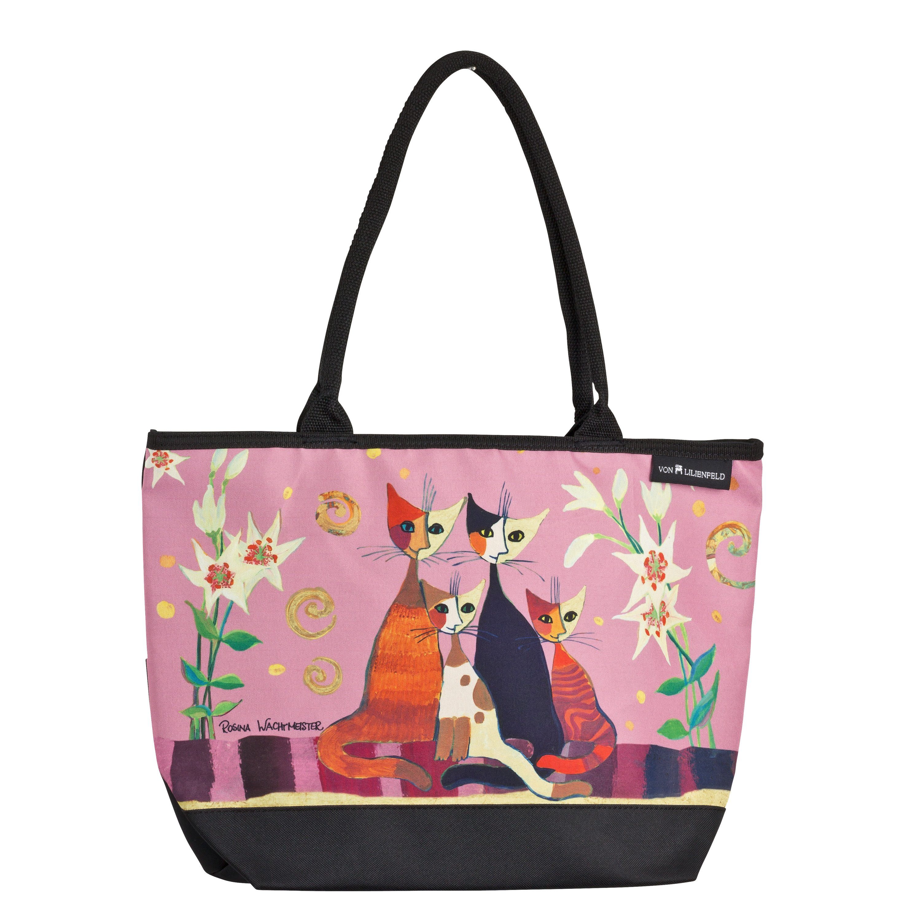 von Lilienfeld Handtasche VON LILIENFELD Handtasche Damen Kunst Motiv Katzen Rosina Wachtmeister Lilien Shopper Maße L42 x H30 x T15 cm Strandtasche Henkeltasche Büro | Handtaschen