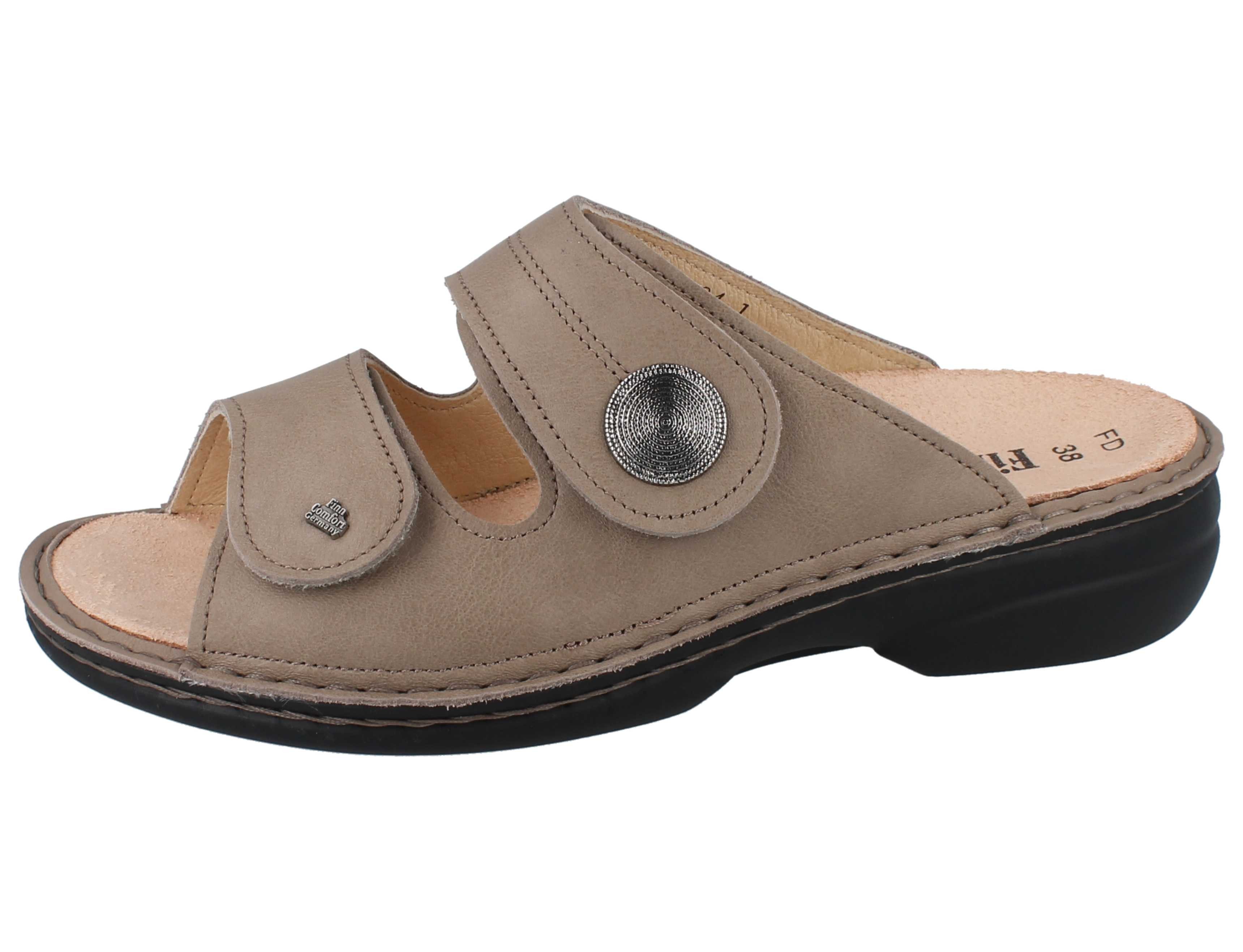 Finn Comfort FINN COMFORT Sansibar Damen Pantolette beige camel Glattleder - Pantolette Wechselfußbett