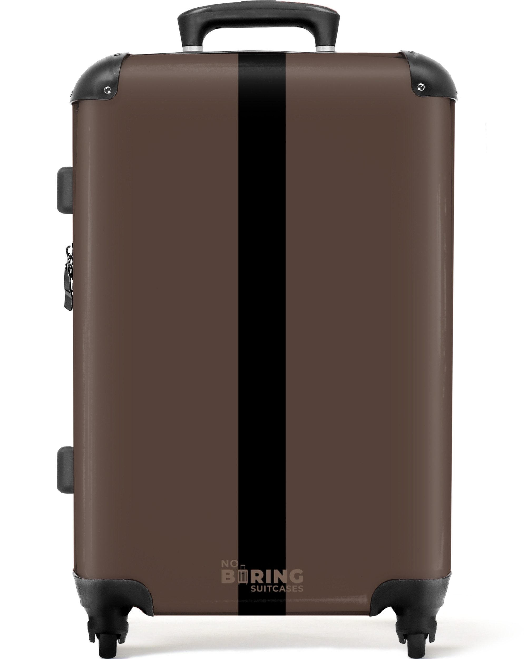 NoBoringSuitcases.com© Hartschalen-Trolley Dunkelbraun mit schwarzem Streif günstig online kaufen