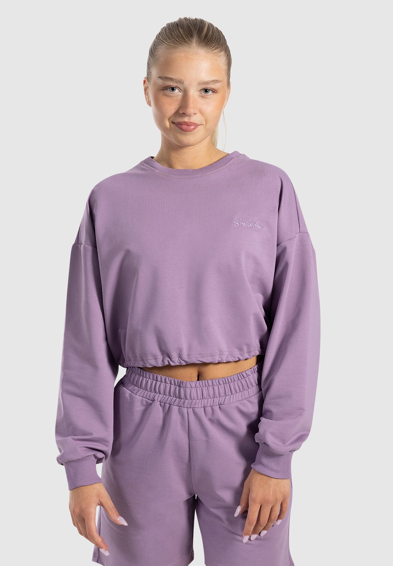 Smilodox Sweatshirt Triana, Crop Sweatshirt mit Rundhalsausschnitt, Gummisa günstig online kaufen