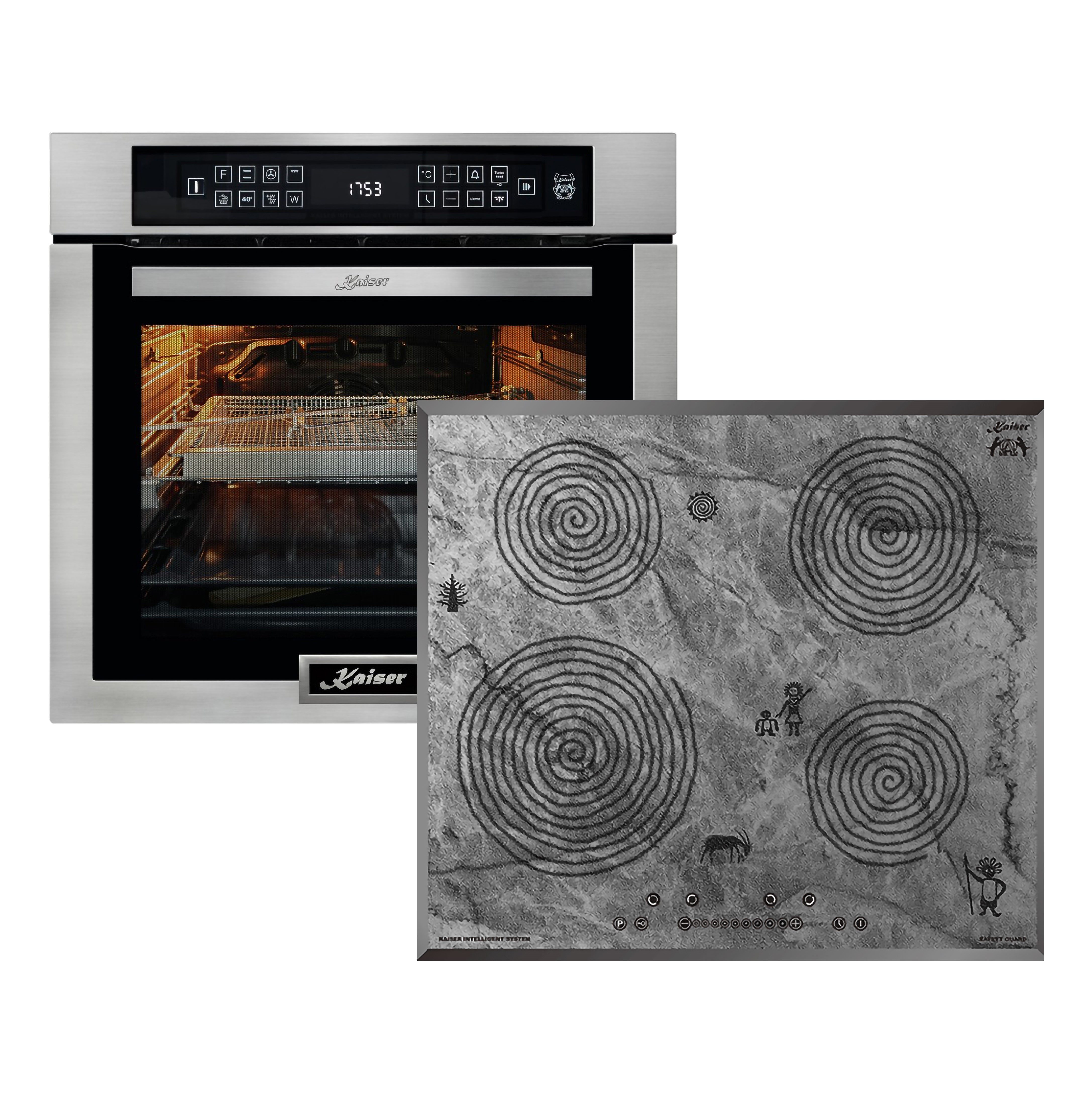 Backofen-Set Herd Set Autark Einbaubackofen Edelstahl,86L 15 Fkt. mit Induktions-Kochfeld, 4 Induktions-Kochzonen mit Power-Funktion, 60 cm EH 6306 N R +KCT 6705 FI Ära