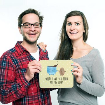 Mr. & Mrs. Panda Mauspad Kaffee Bohne - Gelb Pastell - Geschenk, Tiermotive, PC Zubehör, Gute (1-St), rutschfest