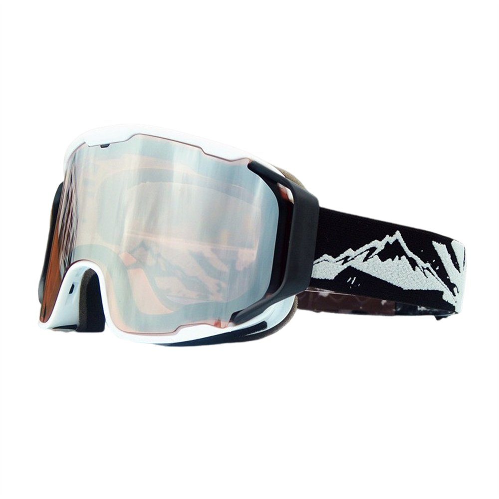 Rouemi Skibrille Erwachsene Skibrille,sportliche doppellagige Anti-Beschlag-Skibrille weiß