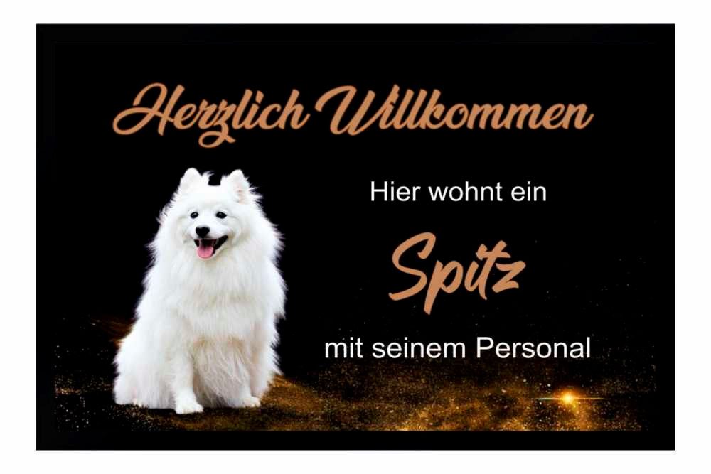 Ladreas Fußmatte Schmutzfangmatte Herzlich Willkommen Hund Spitz F203, 60x40