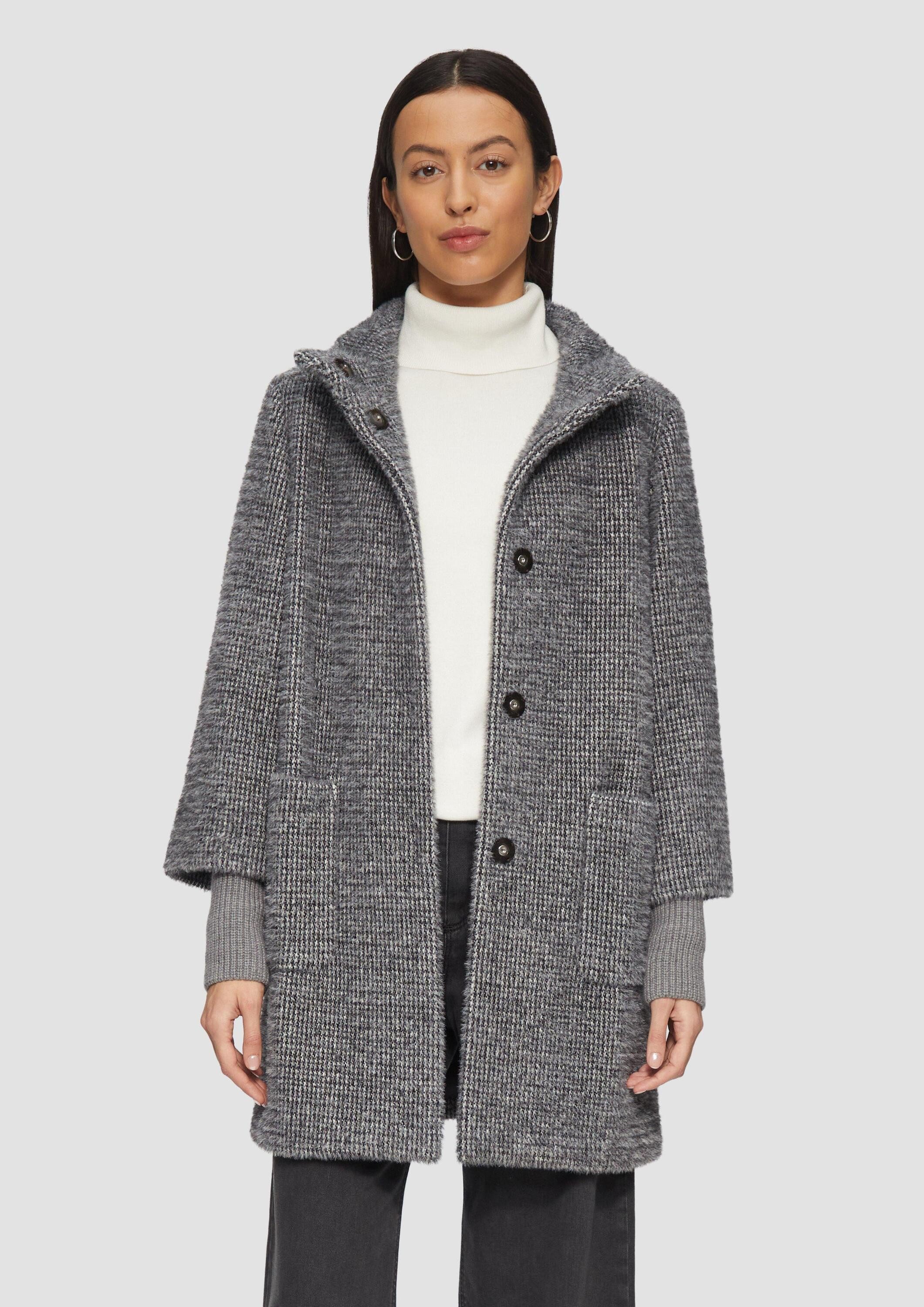 s.Oliver Wintermantel Outdoor-Mantel Flauschiger Mantel mit Strickbündchen günstig online kaufen