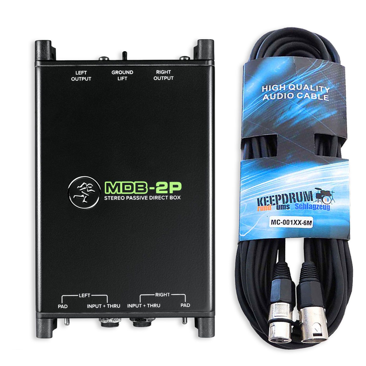 MACKIE Mackie DI-Box MDB-2P Passive Stereo Direct Box mit Kabel Digitales Aufnahmegerät (Vorteils-Set mit XLR-Kabel)