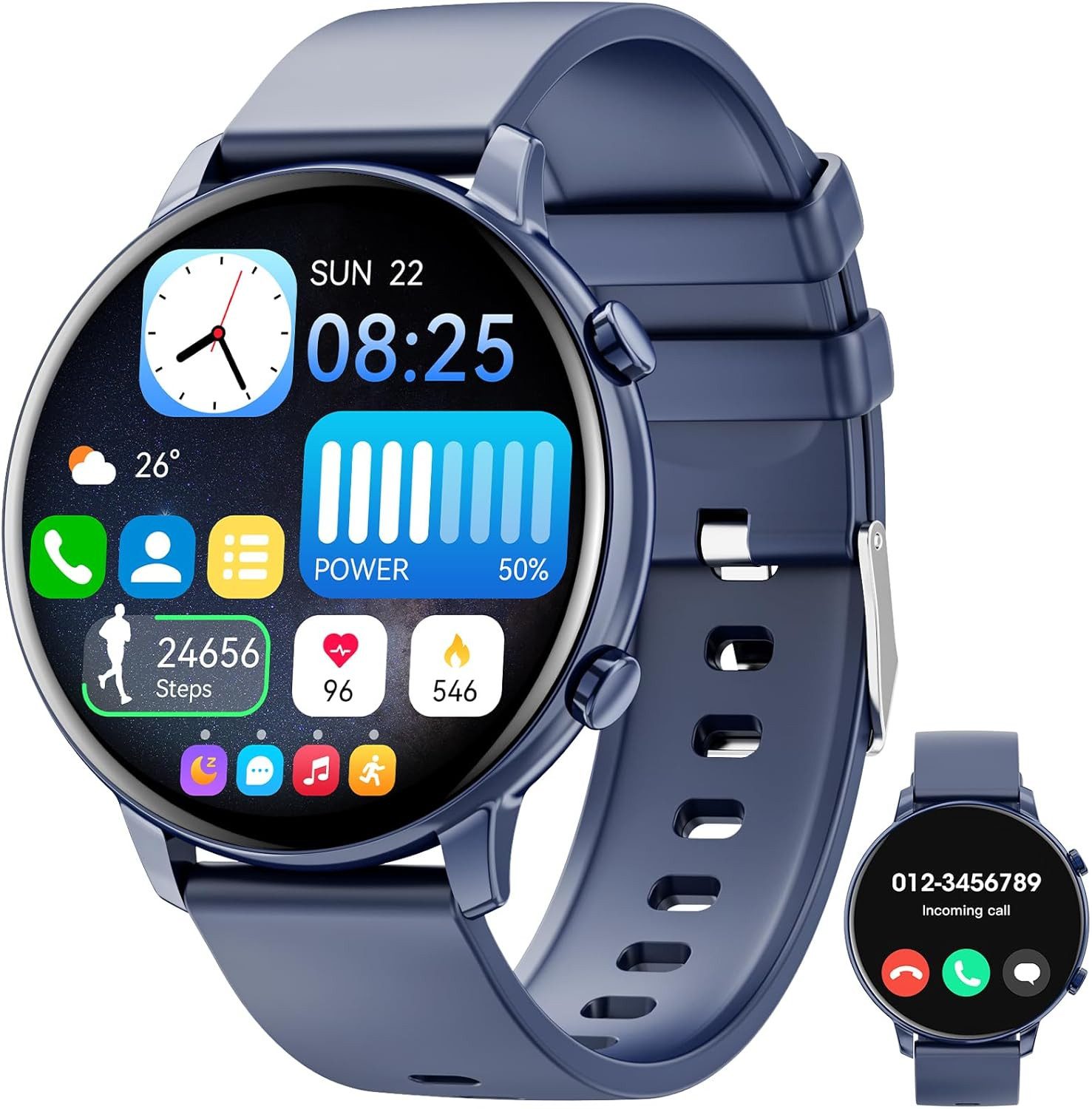 Hwagol Herren"s Damen"s Intelligente;Health & Activity Uhr mit Schlaftracking Smartwatch (3,5 cm/1,39 Zoll, Android/iOS), GPS Telefonfunktion, Herzfrequenzmessung & IP68 Wasserschutz