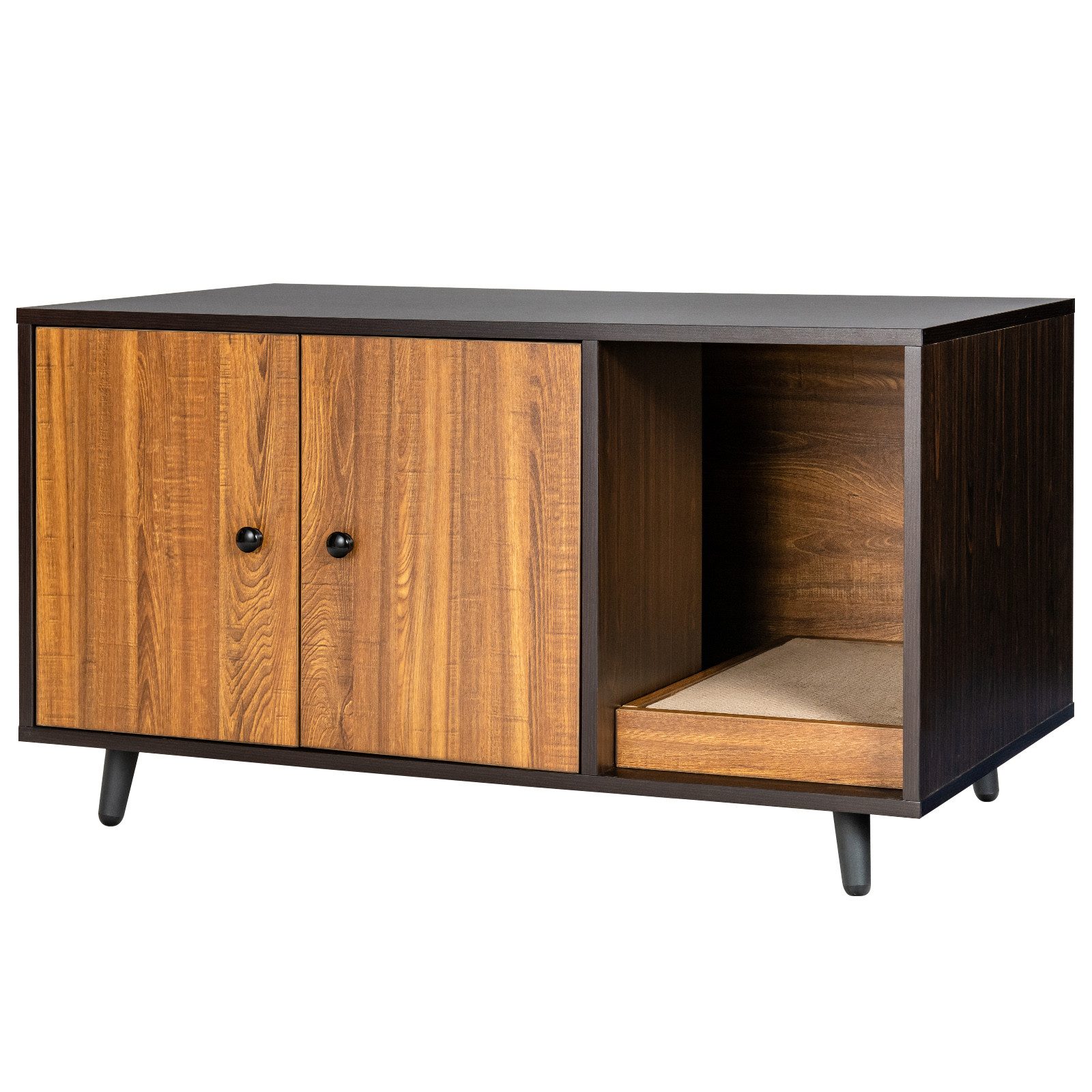 COSTWAY Tierhaus Couchtisch & Katzenhaus, mit Kratzbrett, 90x50x50cm günstig online kaufen