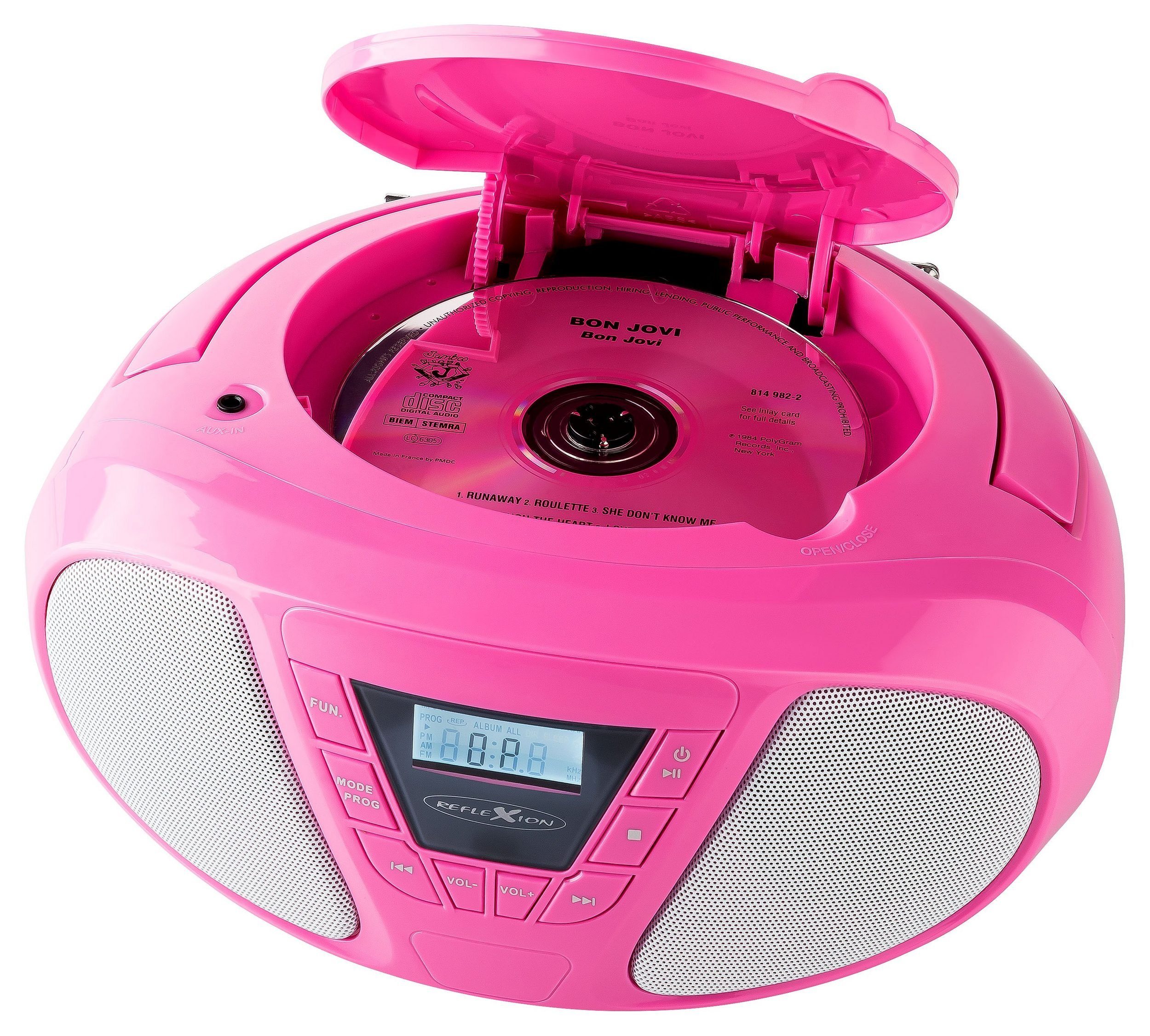 Reflexion CDR614 Boombox (UKW PLL Stereo Radio, CD-Player mit Radio, 16,00 W, Programmier-Funktion (CD: 20 Tracks) pink