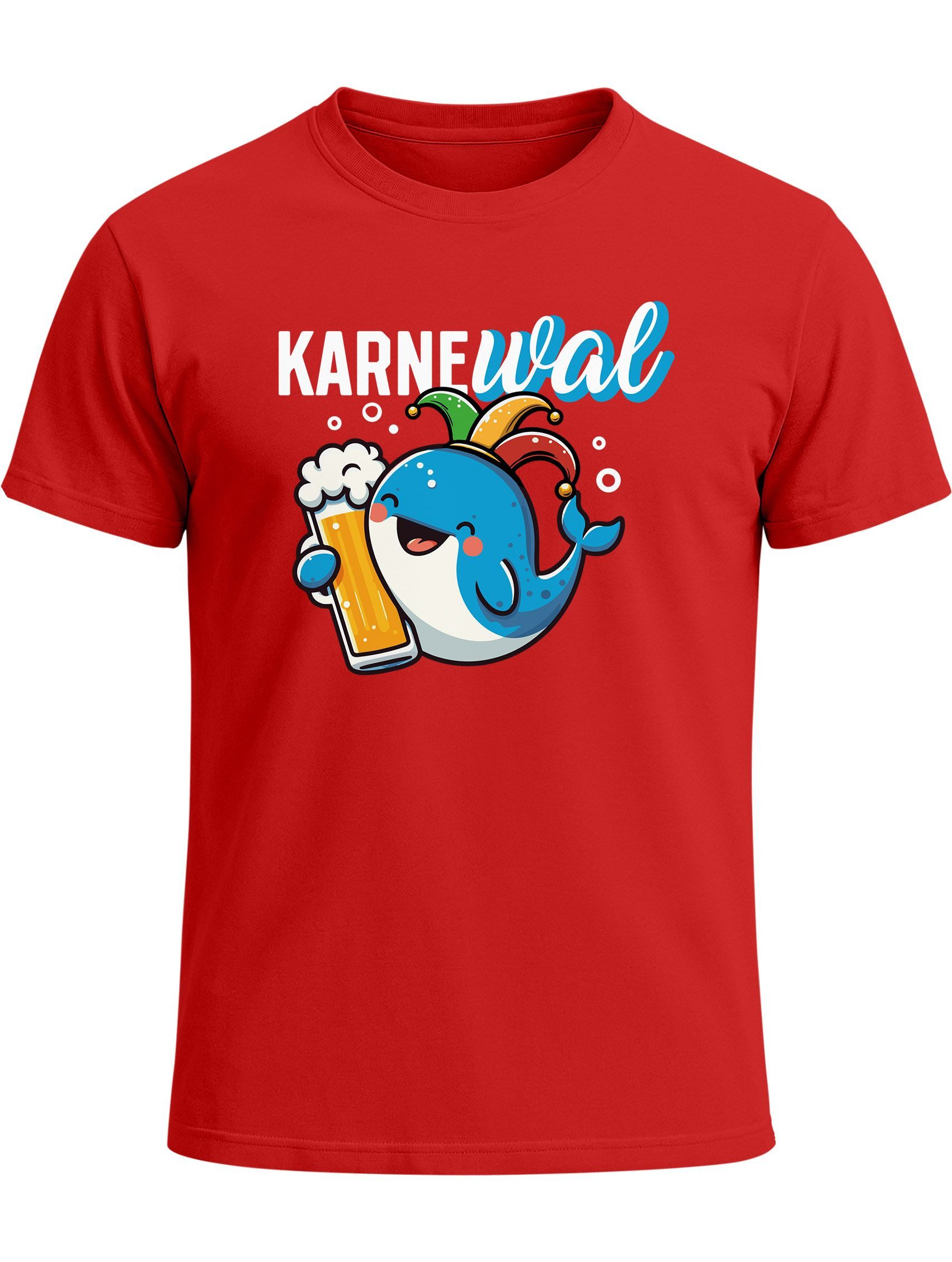 Print-Shirt Herren T-Shirt Fasching Karneval Wal Bier Kostüm-Ersatz Verkleidung