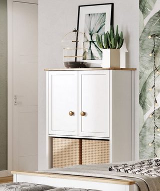 Feldmann-Wohnen Highboard Story (Story, 1 St., Highboard), 85x42x131cm weiß - Nash Eiche